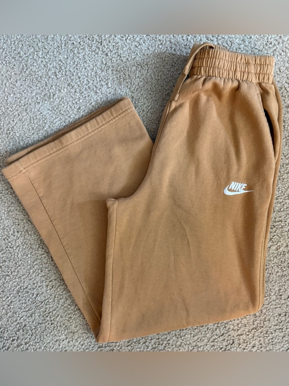Nike Kids Caramel/Tan wide leg Sweatpants with White Logo